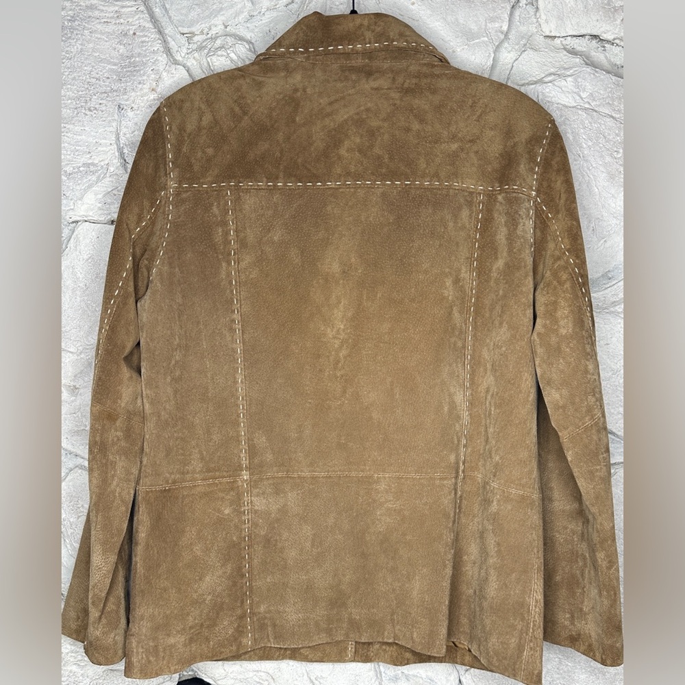 Denim&Co | Women’s Brown Leather Western Jacket w/Saddle Stitching, Size M - Picture 7 of 13